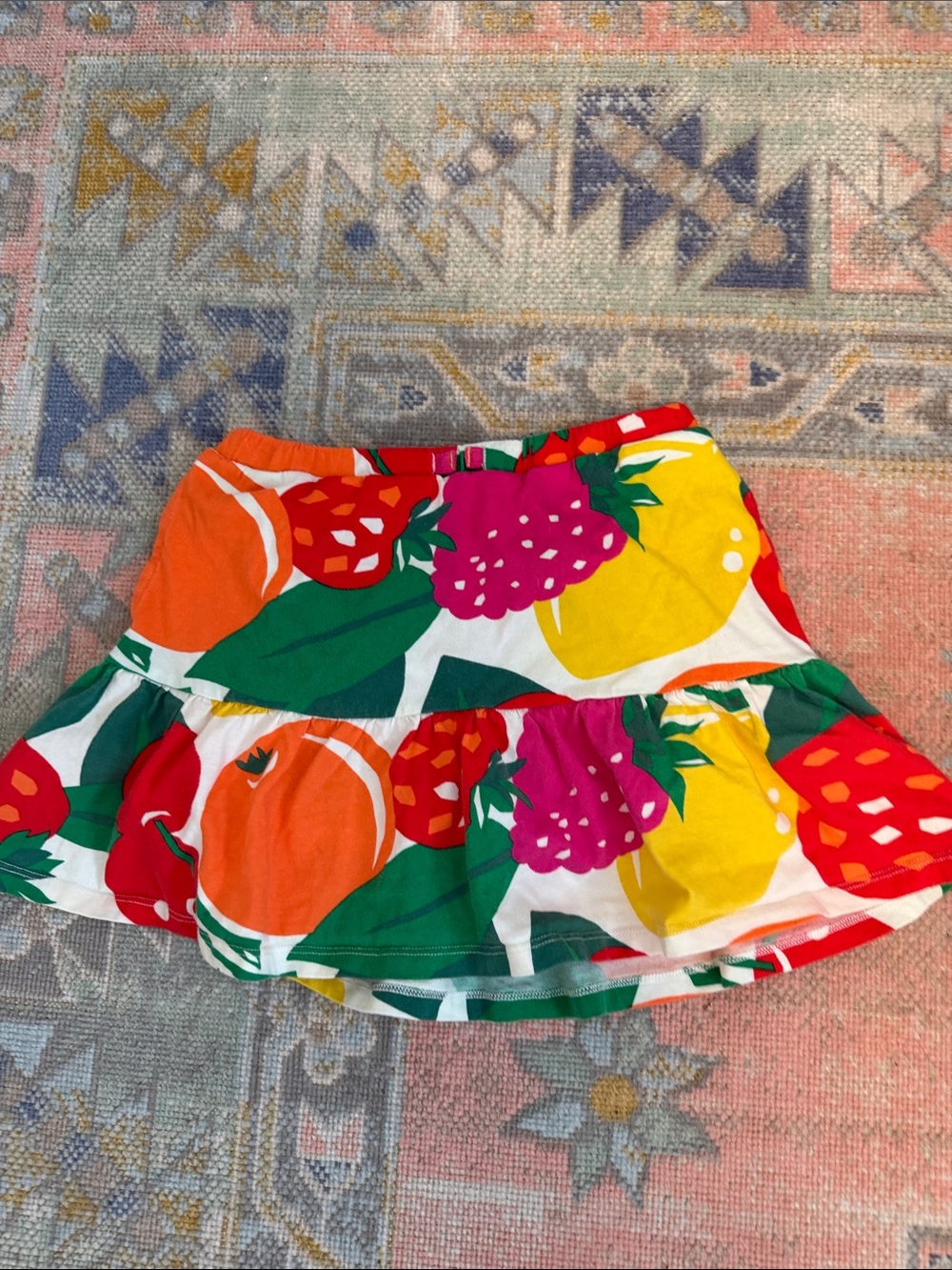 Mini Biden: Girls' Colorful Fruit-Print Tiered Skirt - Multi (7-8)